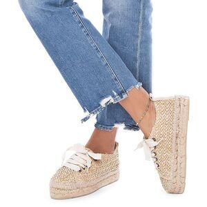 Manebi Raffia Lace-Up Espadrilles